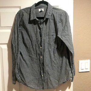 OLD NAVY LS Black & White Plaid Button down